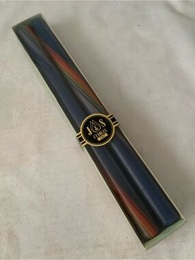 Candy Cane Taper Candle 12” Vintage J&S Candles Rainbow Swirl Halloween 2 Pieces